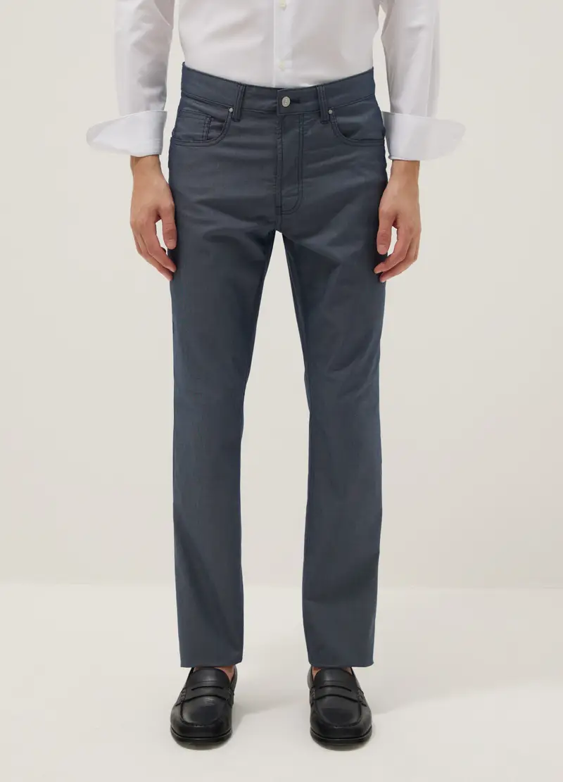 Pantaloni Chino In Misto Cotone Elasticizzato Blu Slim Fit, Uomo, Blu miniatura 2