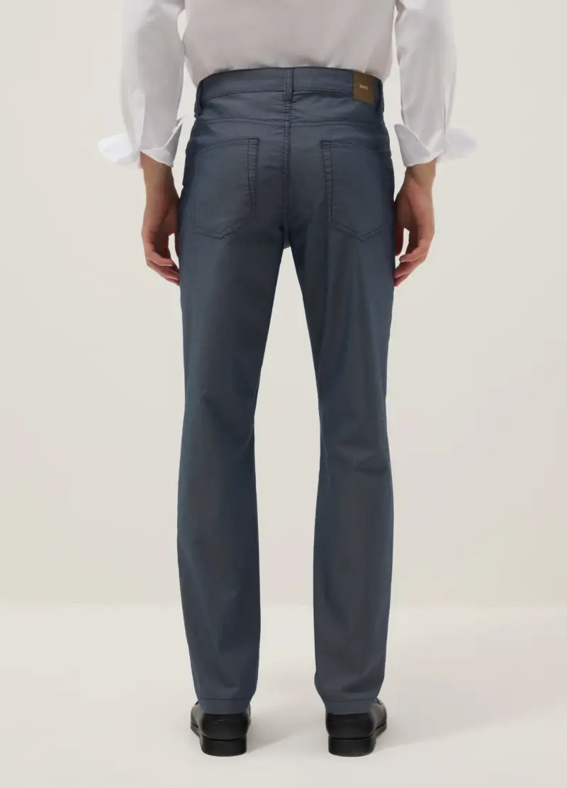 Pantaloni Chino In Misto Cotone Elasticizzato Blu Slim Fit, Uomo, Blu miniatura 3