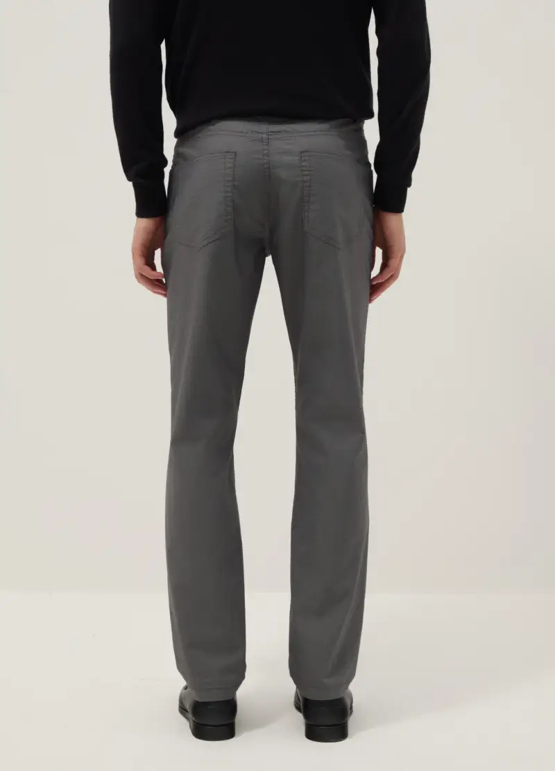 Pantaloni Chino In Misto Cotone Elasticizzato Grigi Slim Fit, Uomo, Grigio miniatura 3