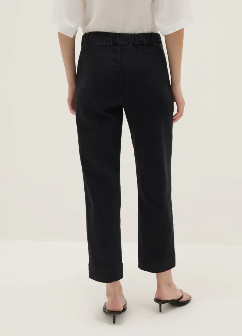 Pantaloni Chino In Misto Cotone Nero Slim Fit, Donna, Nero miniatura 3