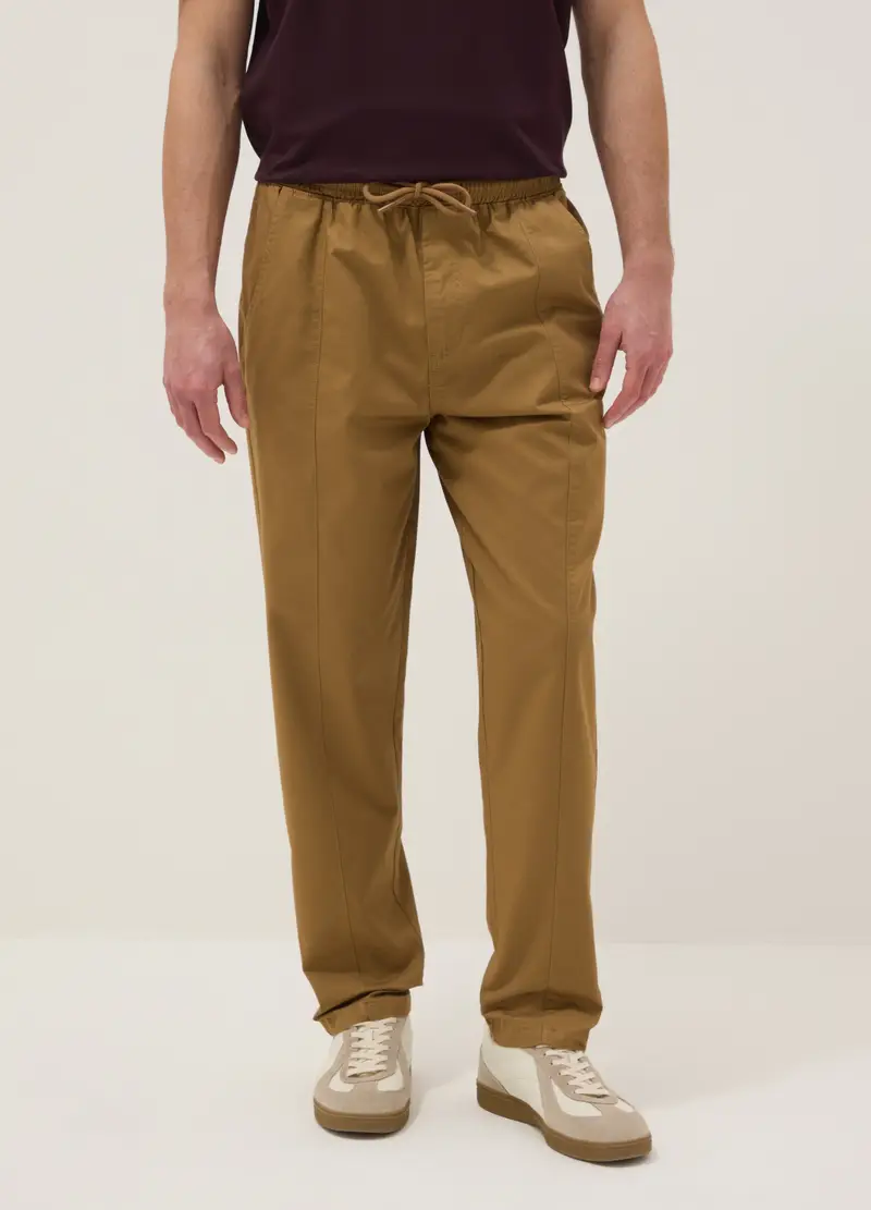Pantaloni Chino In Puro Cotone Marrone Slim Fit, Uomo, Marrone miniatura 2
