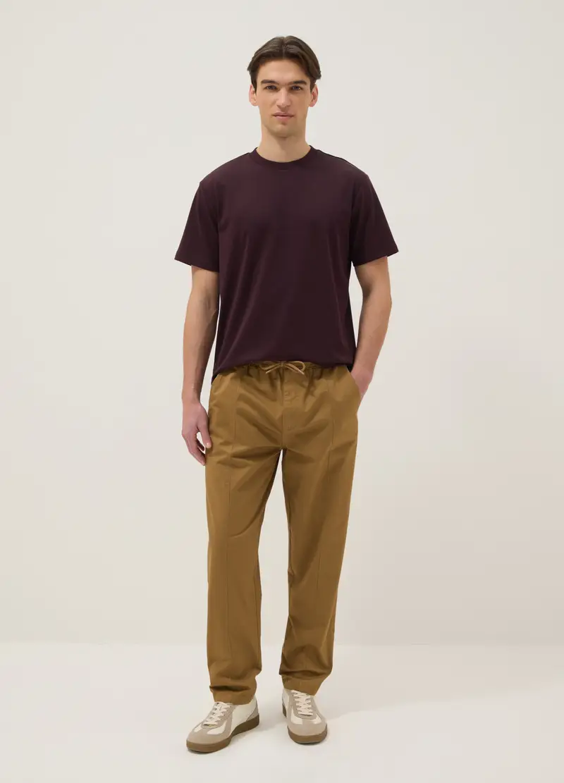 Pantaloni Chino In Puro Cotone Marrone Slim Fit, Uomo, Marrone