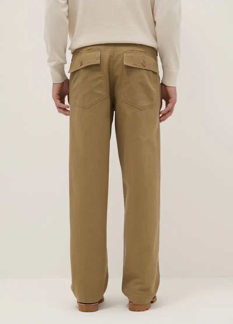 Pantaloni Chino In Puro Cotone Marroni Regular Fit, Uomo, Marrone miniatura 3