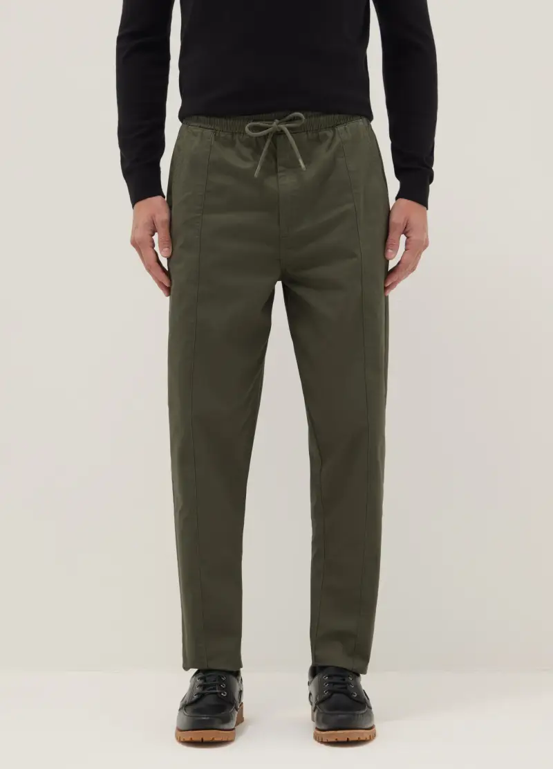 Pantaloni Chino In Puro Cotone Verde Slim Fit, Uomo, Verde miniatura 2