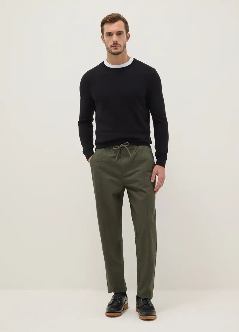 Pantaloni Chino In Puro Cotone Verde Slim Fit, Uomo, Verde