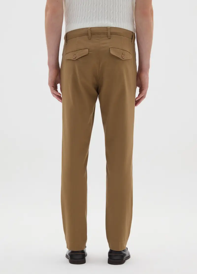 Pantaloni Chino Marroni In Cotone Elasticizzato Slim Fit, Uomo, Marrone miniatura 3