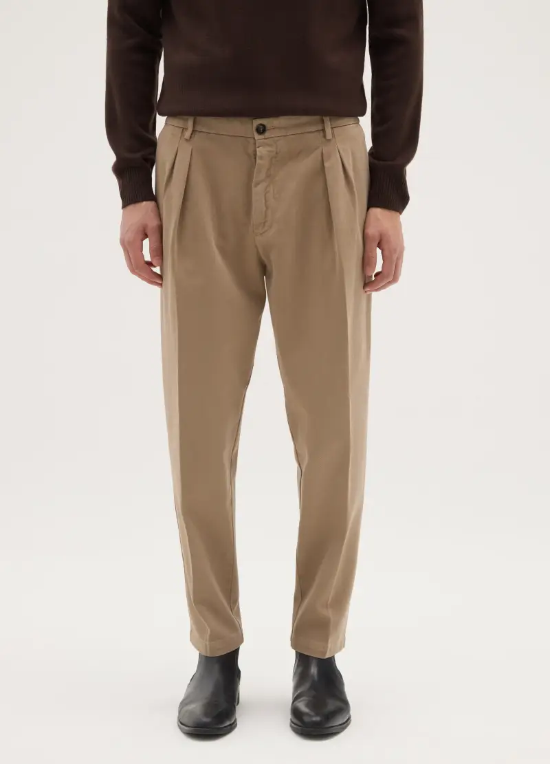 Pantaloni Chino Marroni In Puro Cotone Regular Fit, Uomo, Marrone miniatura 2