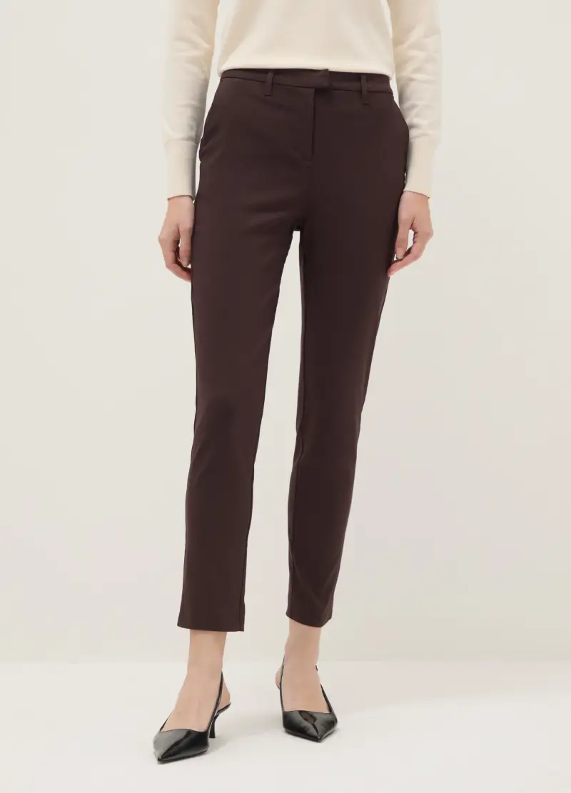 Pantaloni Chino Marroni Slim Fit, Donna, Marrone miniatura 2