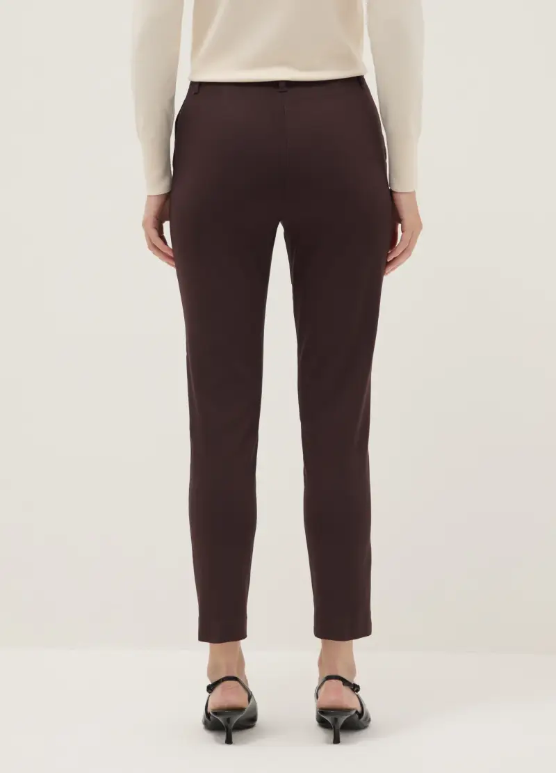 Pantaloni Chino Marroni Slim Fit, Donna, Marrone miniatura 3