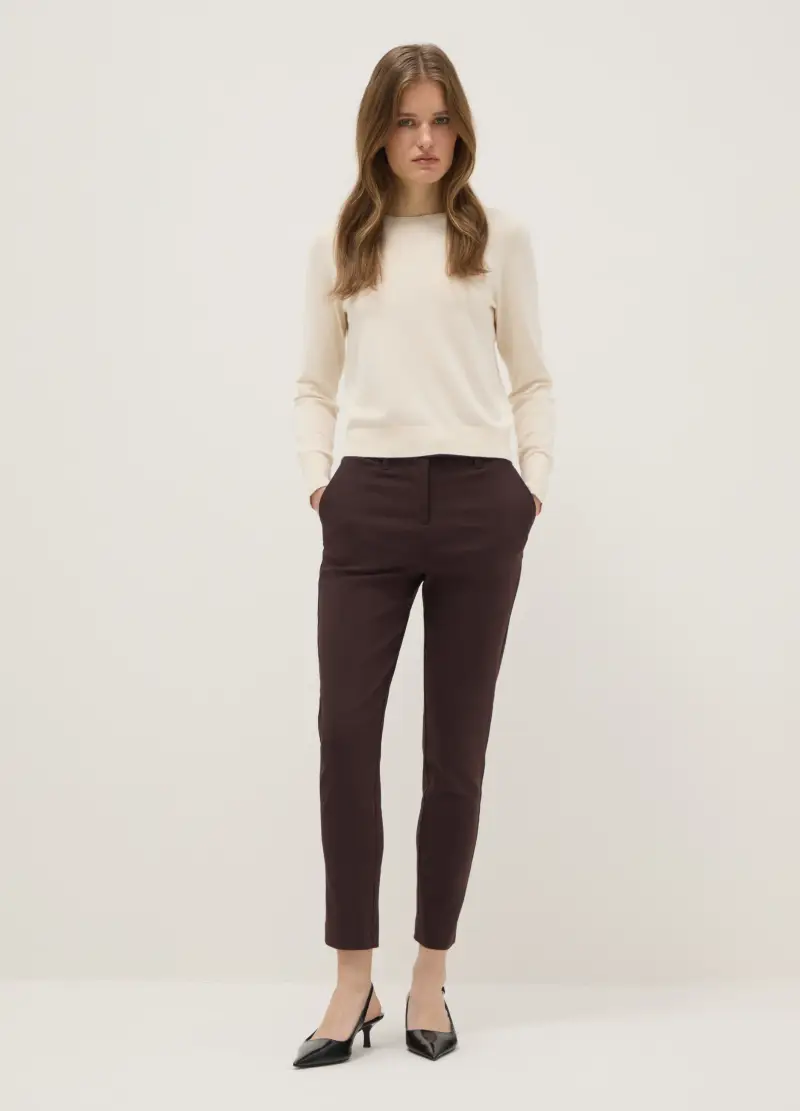 Pantaloni Chino Marroni Slim Fit, Donna, Marrone