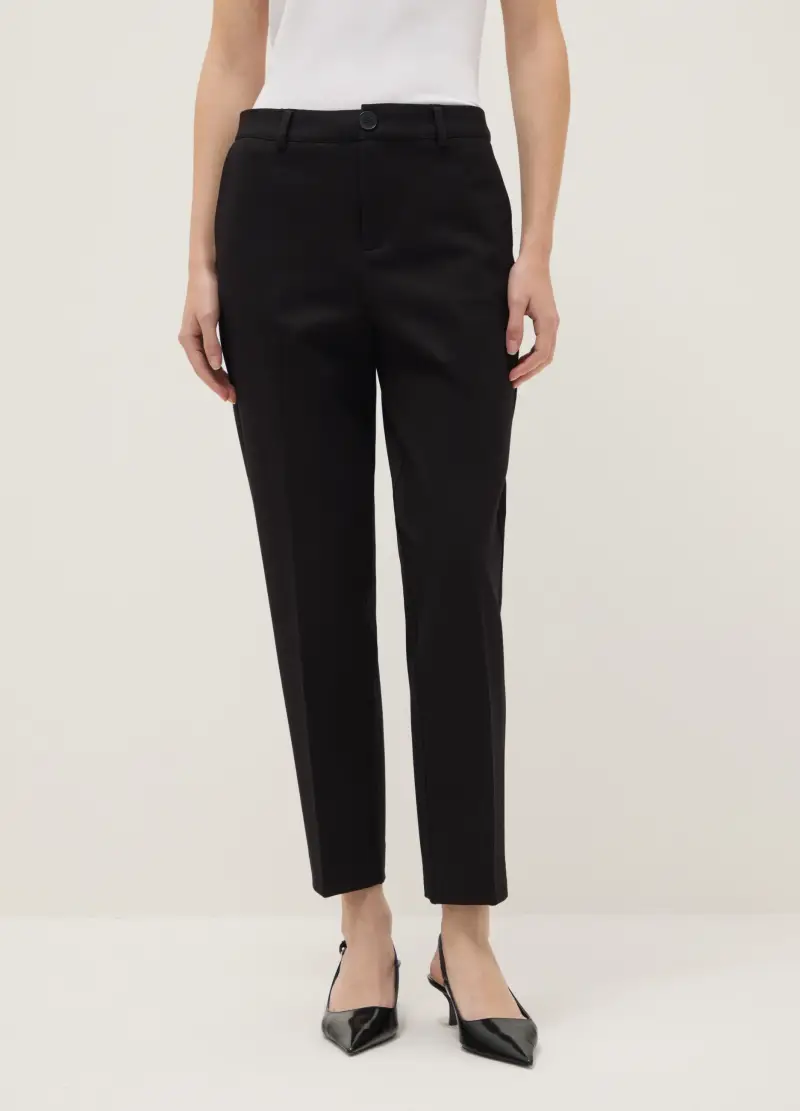 Pantaloni Chino Neri Slim Fit, Donna, Nero miniatura 2