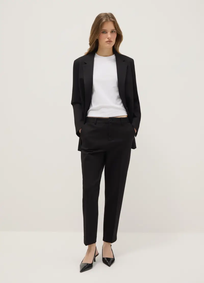 Pantaloni Chino Neri Slim Fit, Donna, Nero