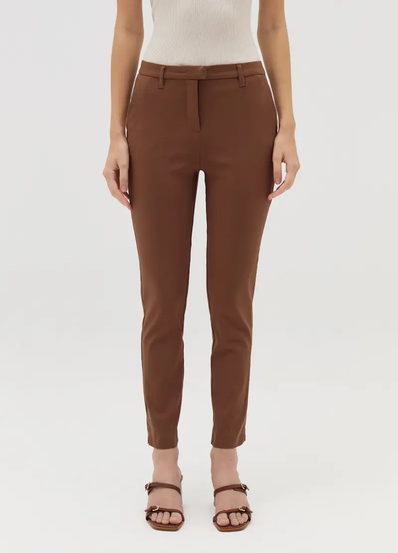 Pantaloni Chino Stretch, Donna, Marrone miniatura 2
