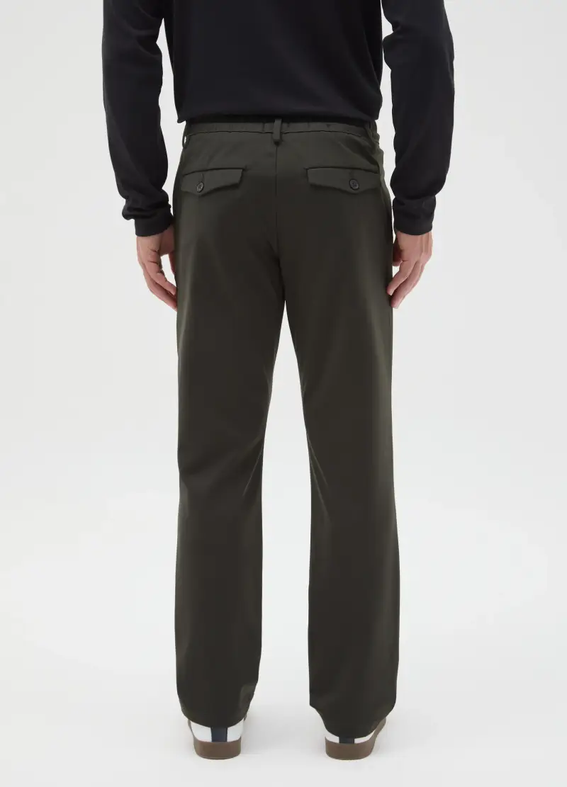 Pantaloni Chino Verdi In Misto Cotone Regular Fit, Uomo, Verde miniatura 3