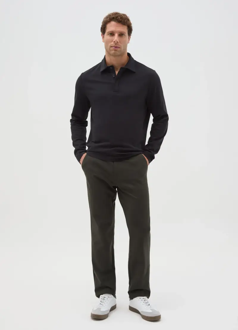Pantaloni Chino Verdi In Misto Cotone Regular Fit, Uomo, Verde