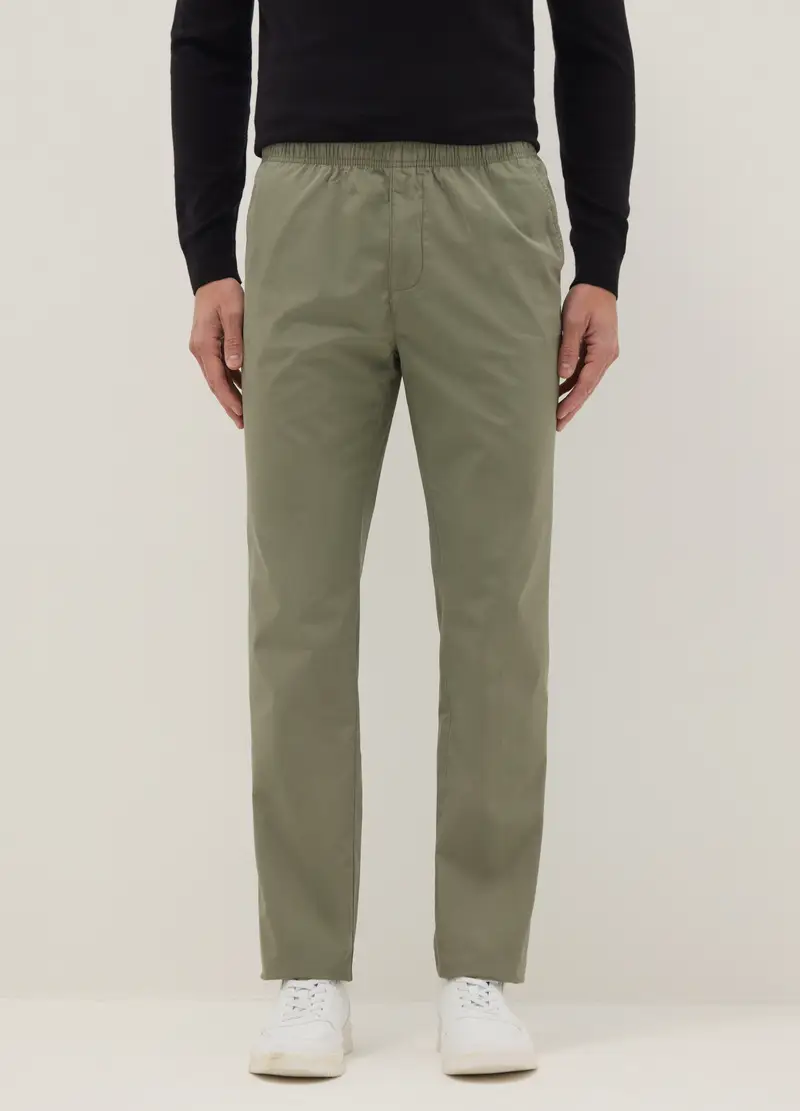 Pantaloni Chino Verdi In Puro Cotone Relaxed Fit, Uomo, Verde miniatura 2