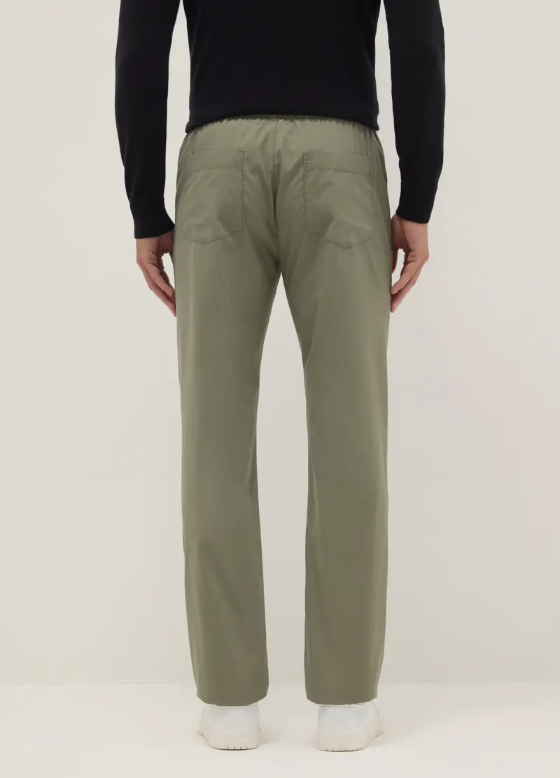 Pantaloni Chino Verdi In Puro Cotone Relaxed Fit, Uomo, Verde miniatura 3