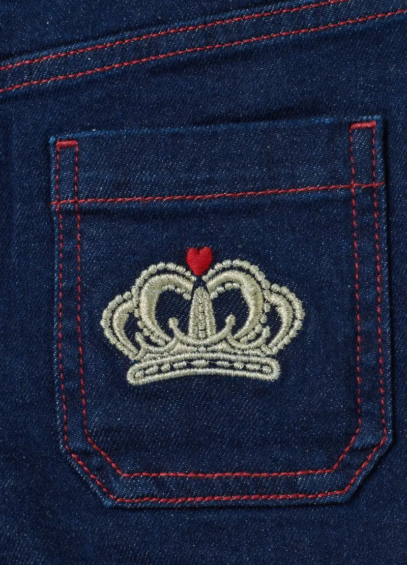 OVS, Pantaloni Da Bambina In Denim Blu Culotte Con Ricamo, Denim, Taglia: 4-5 miniatura 3