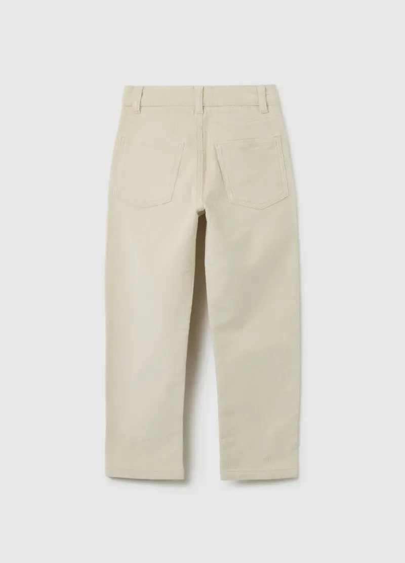 Pantaloni Da Bambino In Cotone E Velluto Beige Regular Fit, Beige miniatura 2