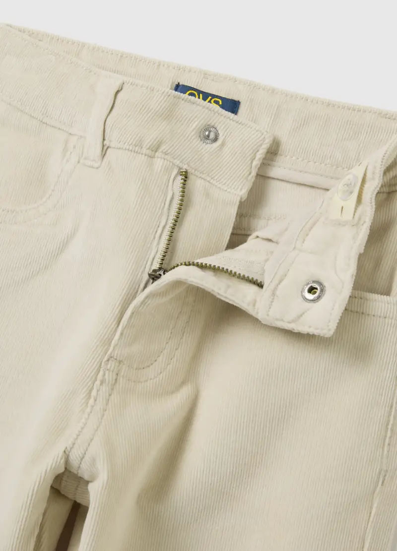 Pantaloni Da Bambino In Cotone E Velluto Beige Regular Fit, Beige miniatura 3