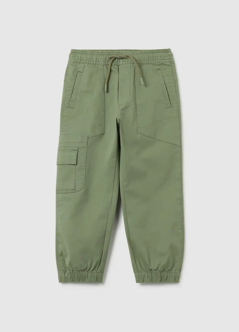 OVS, Pantaloni Da Bambino In Cotone Elasticizzato Verde, Verde, Taglia: 3-4