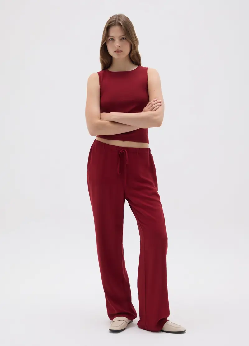 OVS , Pantaloni Da Donna In Puro Viscosa Rossi Regular Fit, Rosso, Taglia: XS