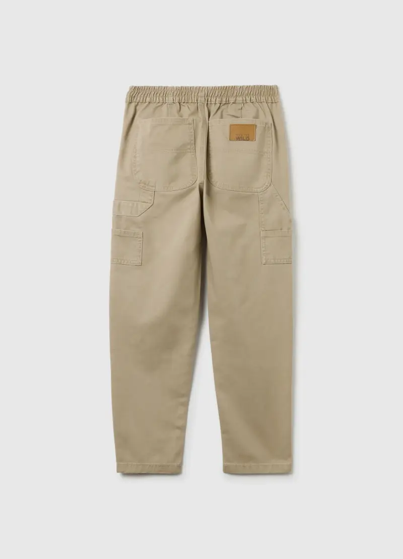 Pantaloni Da Ragazzo In Puro Cotone Beige, Bambino, Beige miniatura 2
