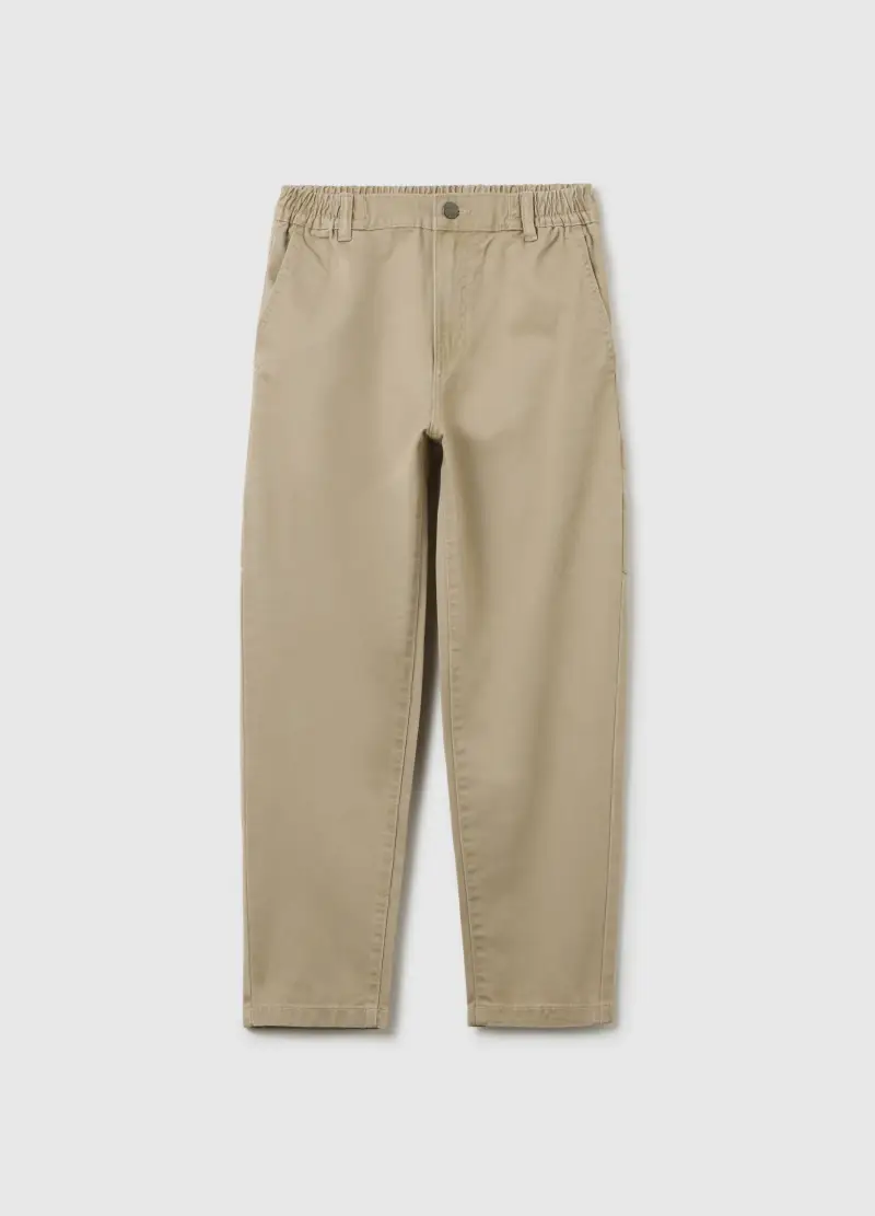 Pantaloni Da Ragazzo In Puro Cotone Beige, Bambino, Beige