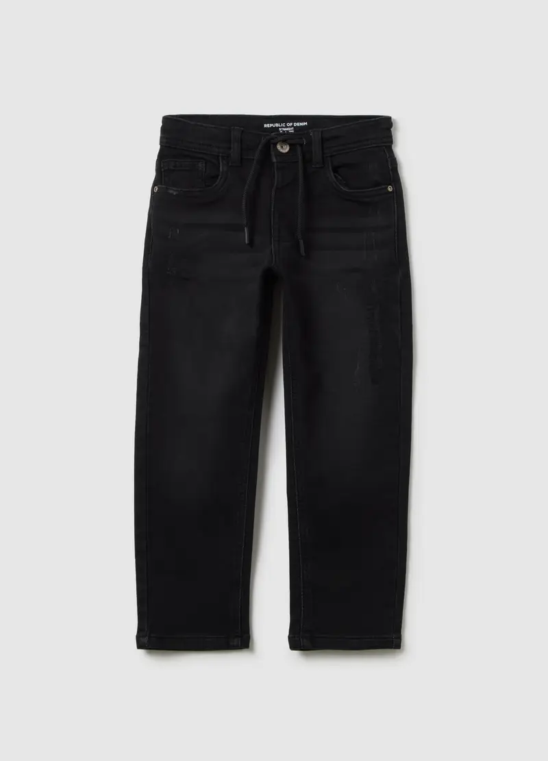 Pantaloni Denim Nero Per Bambino, Nero