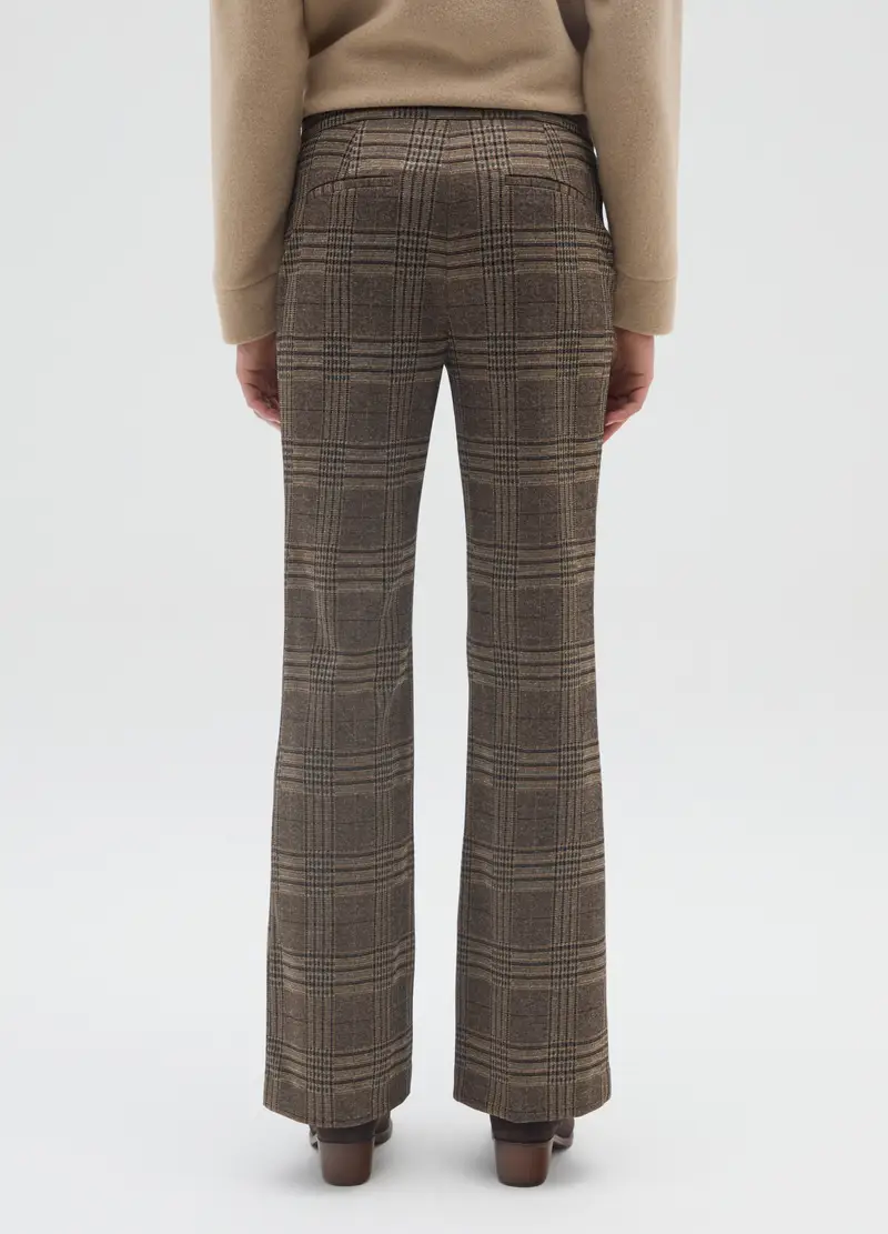 Pantaloni Flare A Quadri Marroni, Donna, Marrone miniatura 3