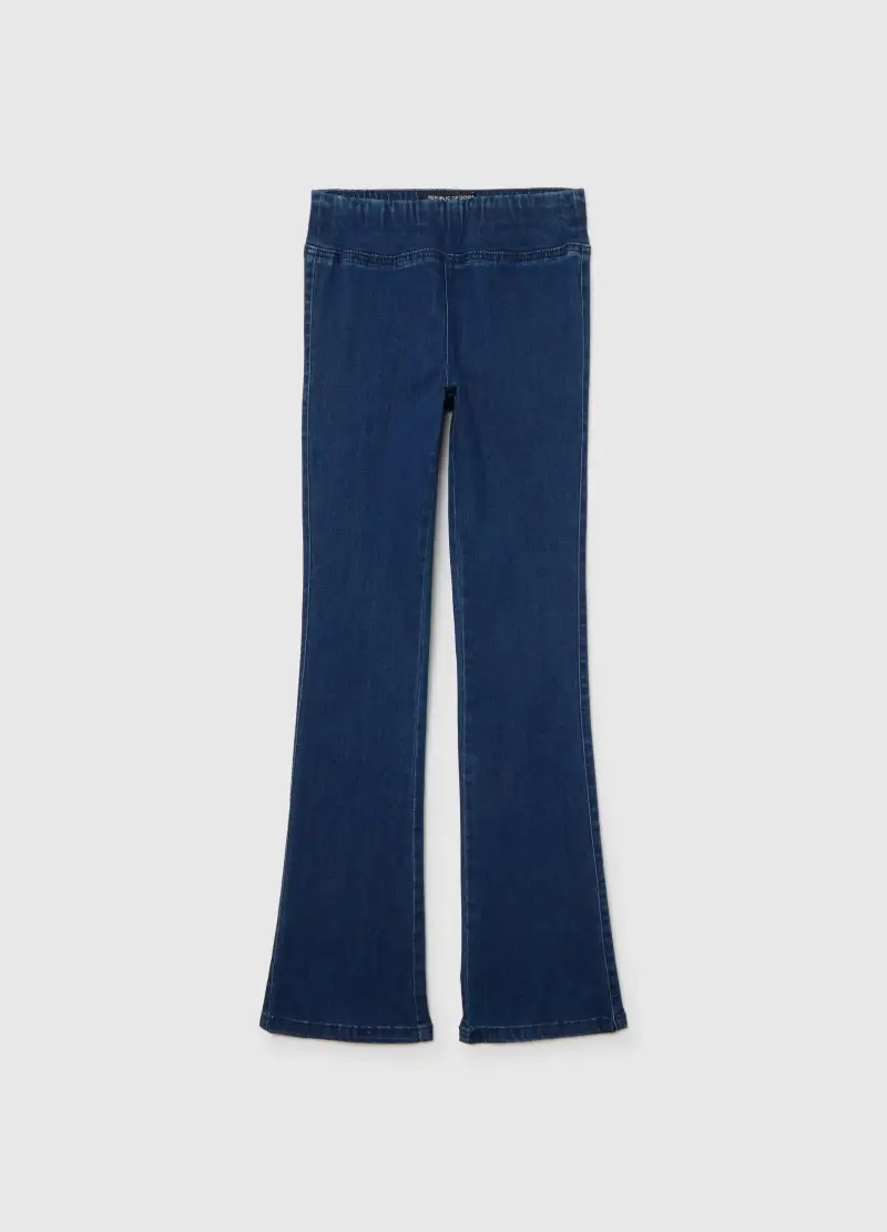 Pantaloni Flare Blu In Misto Cotone, Donna, Blu