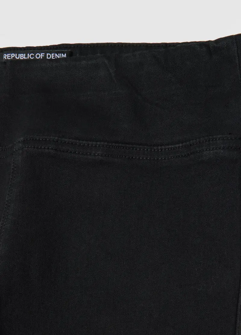 Pantaloni Flare Neri In Misto Cotone, Donna, Nero miniatura 2