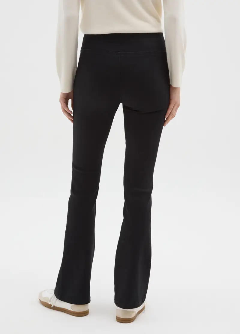 Pantaloni Flare Neri In Misto Cotone, Donna, Nero miniatura 3