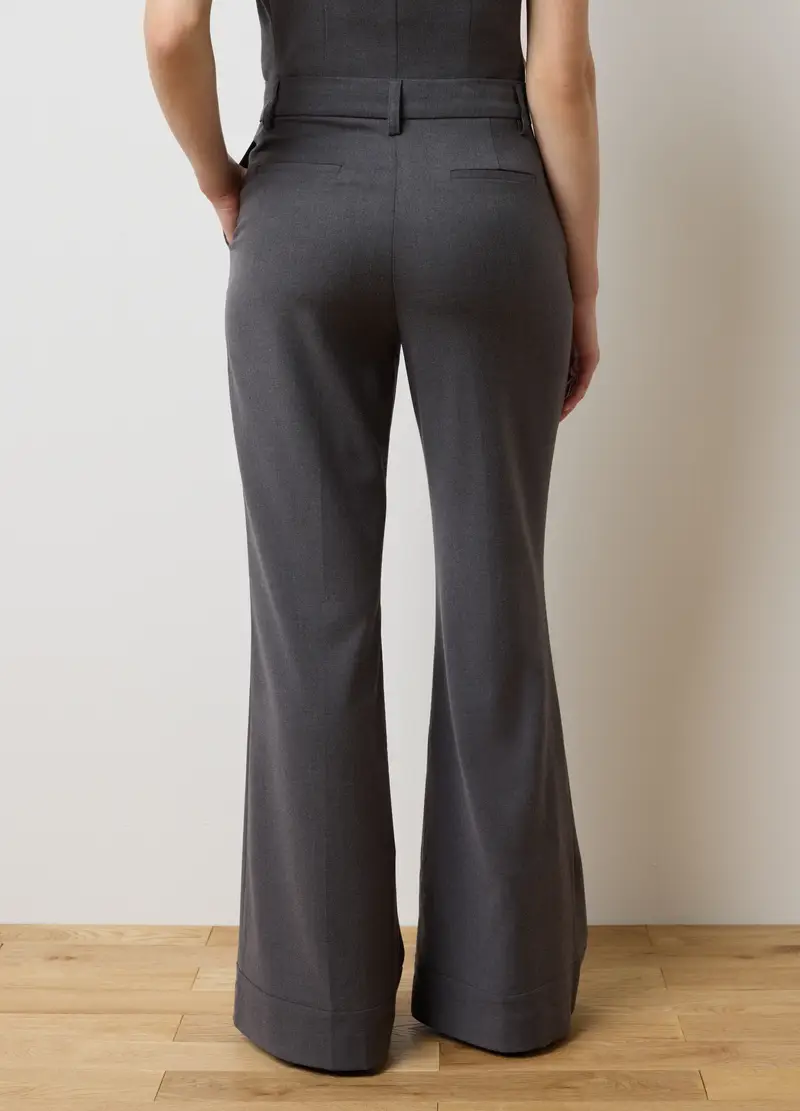 Pantaloni Grigi Flare, Donna, Grigio miniatura 3