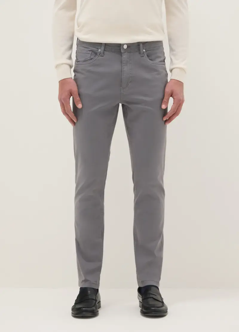 Pantaloni Grigi In Cotone Elasticizzato Skinny Fit, Uomo, Grigio miniatura 2
