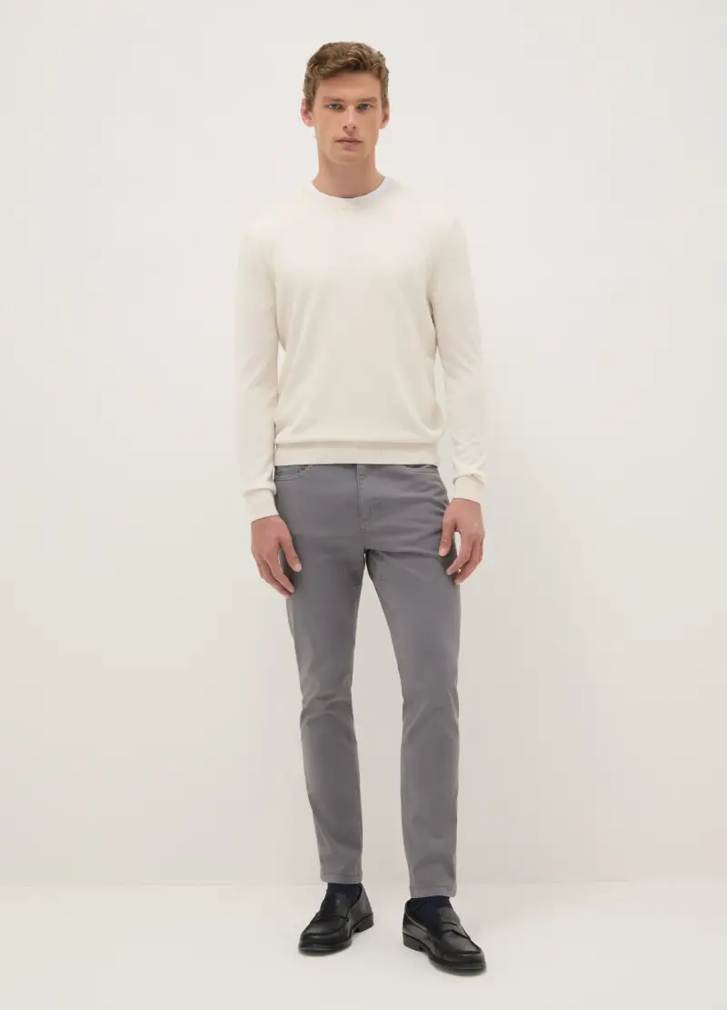 Pantaloni Grigi In Cotone Elasticizzato Skinny Fit, Uomo, Grigio