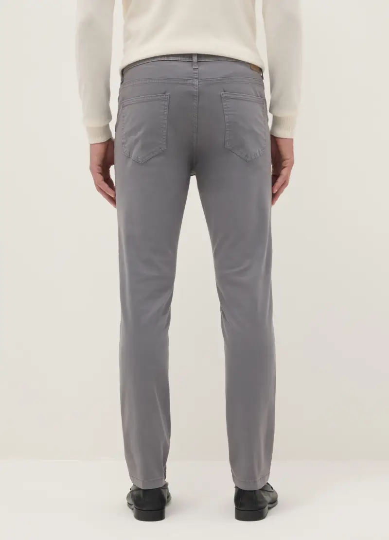 Pantaloni Grigi In Cotone Elasticizzato Skinny Fit, Uomo, Grigio miniatura 3