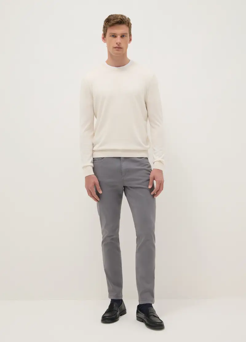 Pantaloni Grigi In Cotone Elasticizzato Skinny Fit, Uomo, Grigio