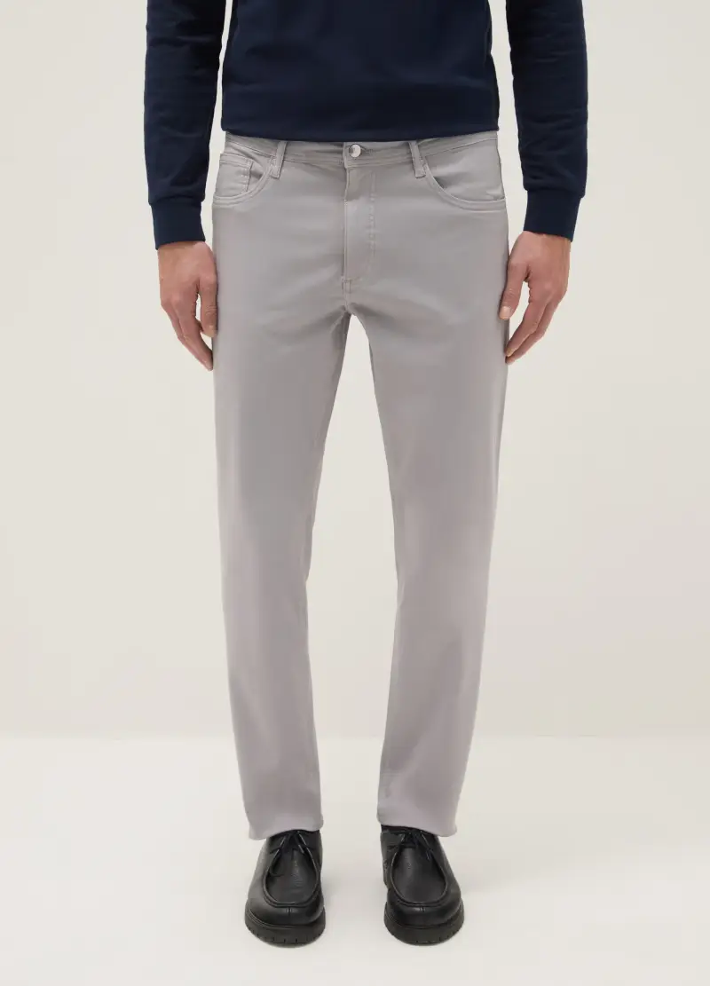 Ovs Pantaloni Grigi in Cotone Elasticizzato Slim Fit Uomo miniatura 2