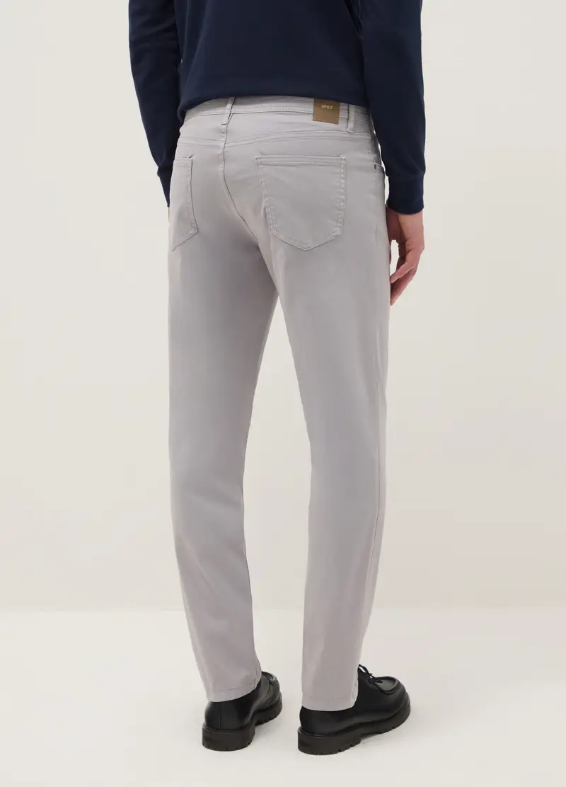 Pantaloni Grigi In Cotone Elasticizzato Slim Fit, Uomo, Grigio miniatura 3