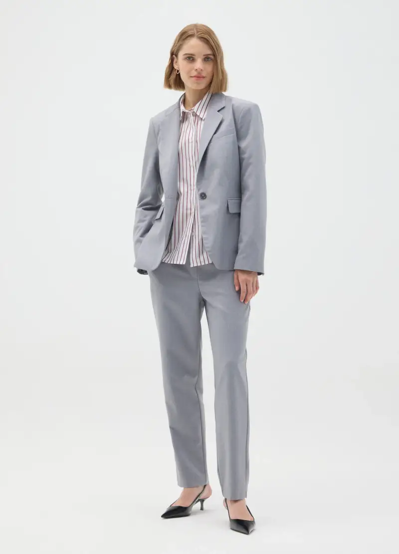 Pantaloni Grigi Vestibilità Slim, Donna, Grigio