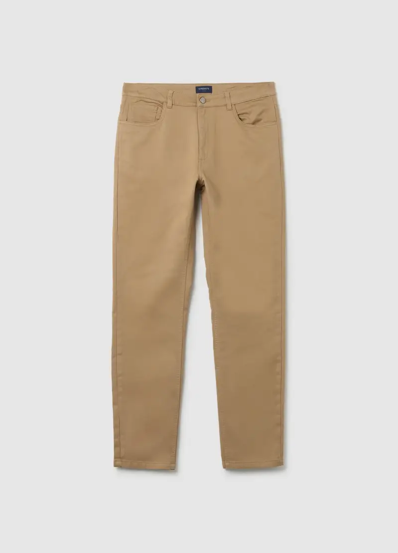 OVS, Pantaloni In Cotone Beige Slim Fit, Uomo, Beige, Taglia: 44