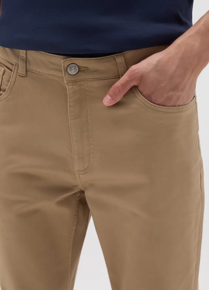OVS, Pantaloni In Cotone Beige Slim Fit, Uomo, Beige, Taglia: 44 miniatura 3