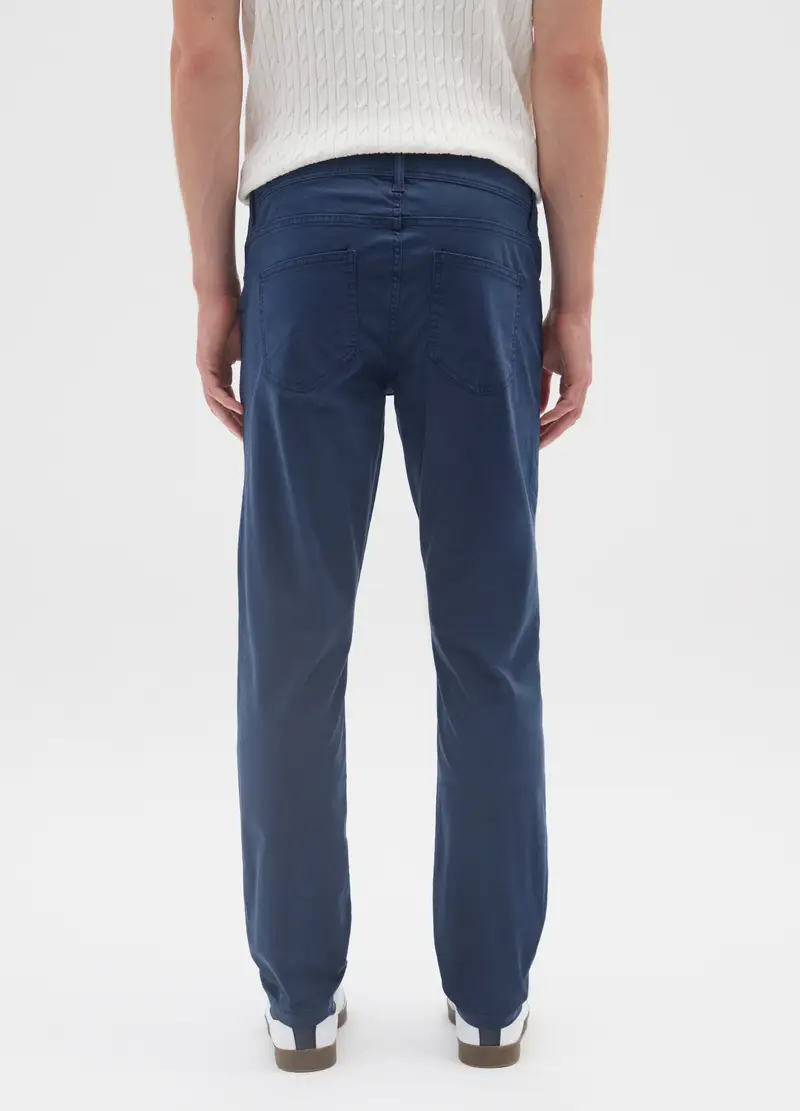 Pantaloni In Cotone Blu Slim Fit, Uomo, Blu miniatura 3
