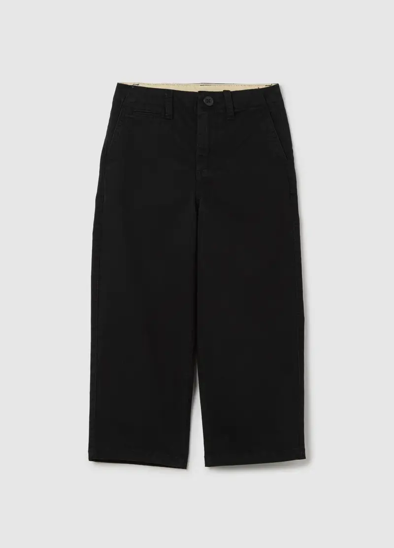 OVS, Pantaloni In Cotone Elasticizzato, Bambino, Nero, Taglia: 6Y/114-122