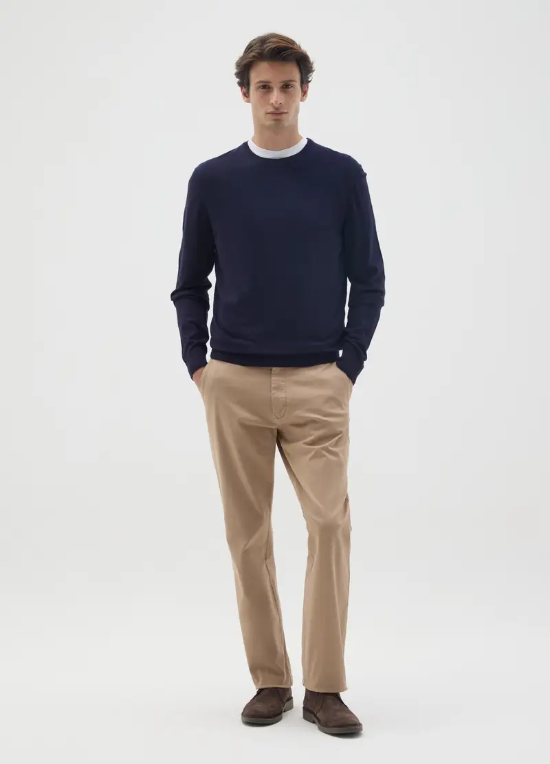 OVS , Pantaloni In Cotone Elasticizzato Beige Regular Fit, Uomo, Beige, Taglia: 44