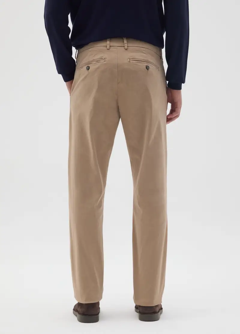 OVS, Pantaloni In Cotone Elasticizzato Beige Regular Fit, Uomo, Beige, Taglia: 44 miniatura 2