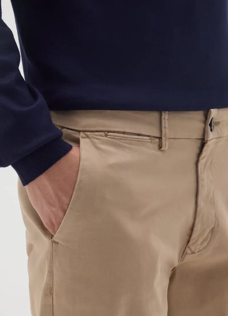 OVS, Pantaloni In Cotone Elasticizzato Beige Regular Fit, Uomo, Beige, Taglia: 44 miniatura 3