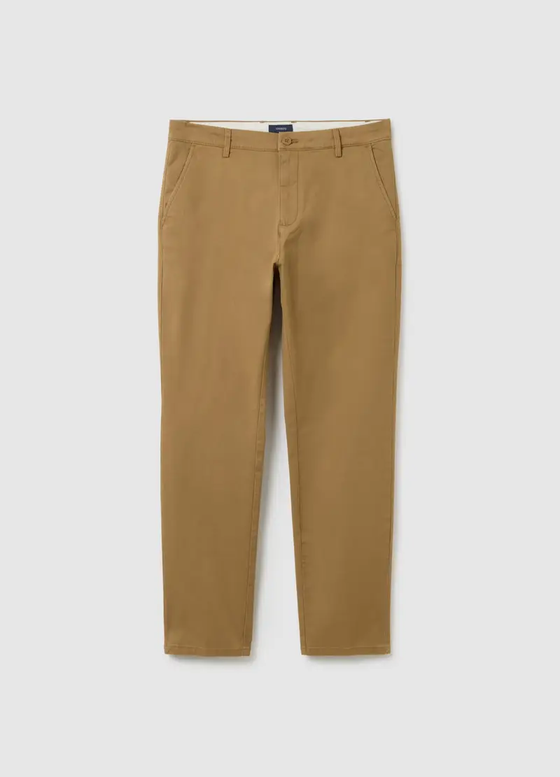 OVS , Pantaloni In Cotone Elasticizzato Beige Regular Fit, Uomo, Beige, Taglia: 54