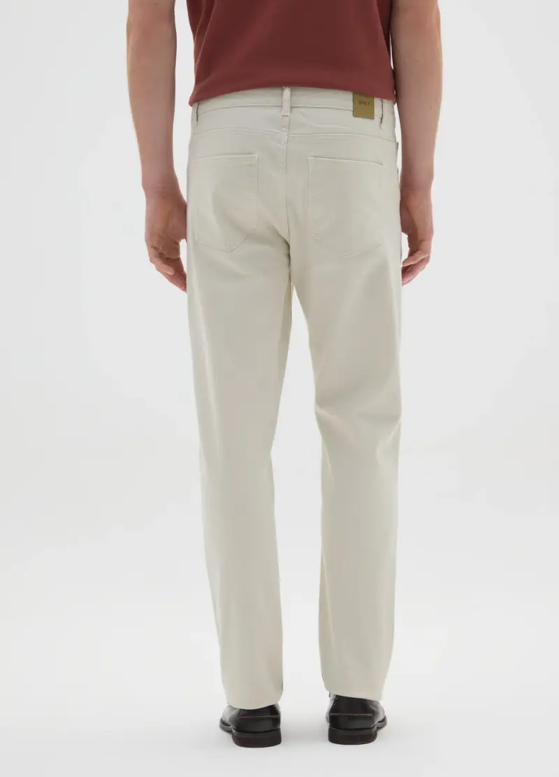 Pantaloni In Cotone Elasticizzato Beige Slim Fit, Uomo, Beige miniatura 3
